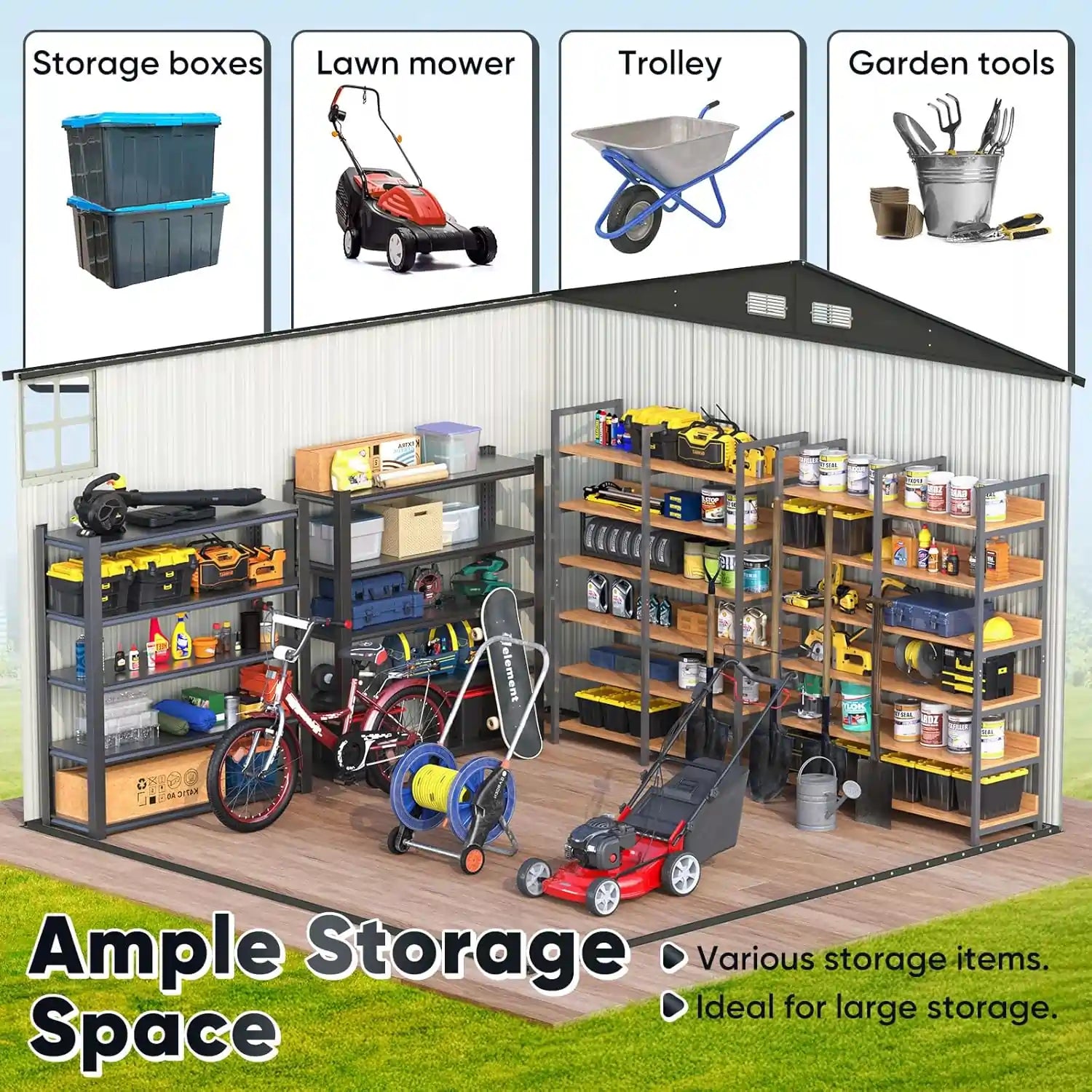 Tool Shed for Garden, Backyard, Patio, Outside use#size_114.17"x114.17"-Brown