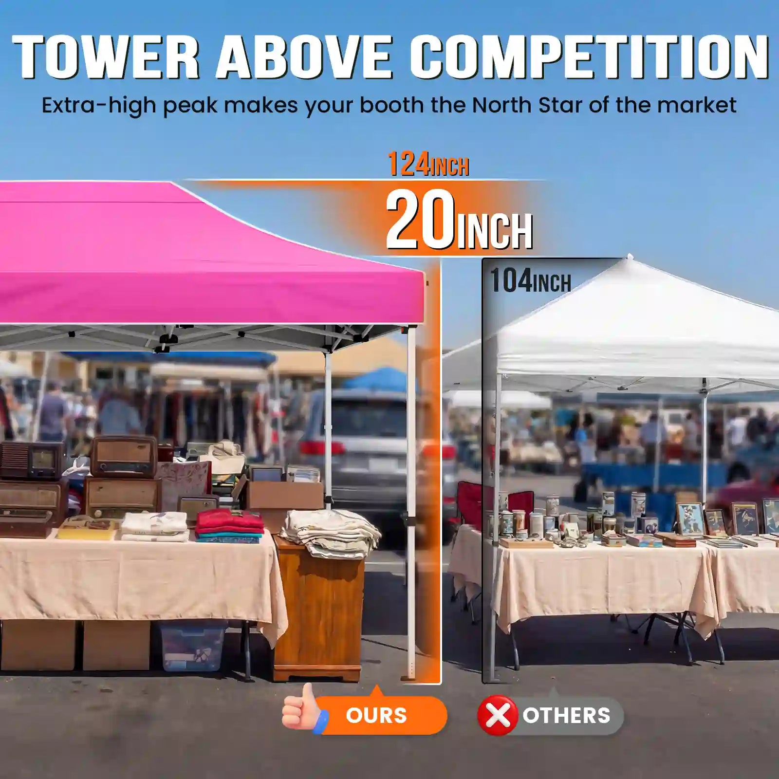 Extra 124-inch high peak#style_10x15 No Sidewall-Pink