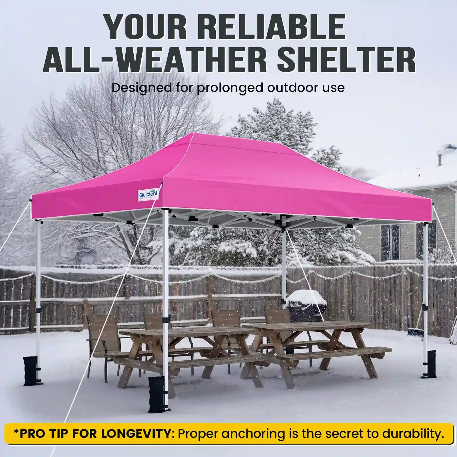 Pink outdoor canopy shelter#style_10x15 No Sidewall-Pink