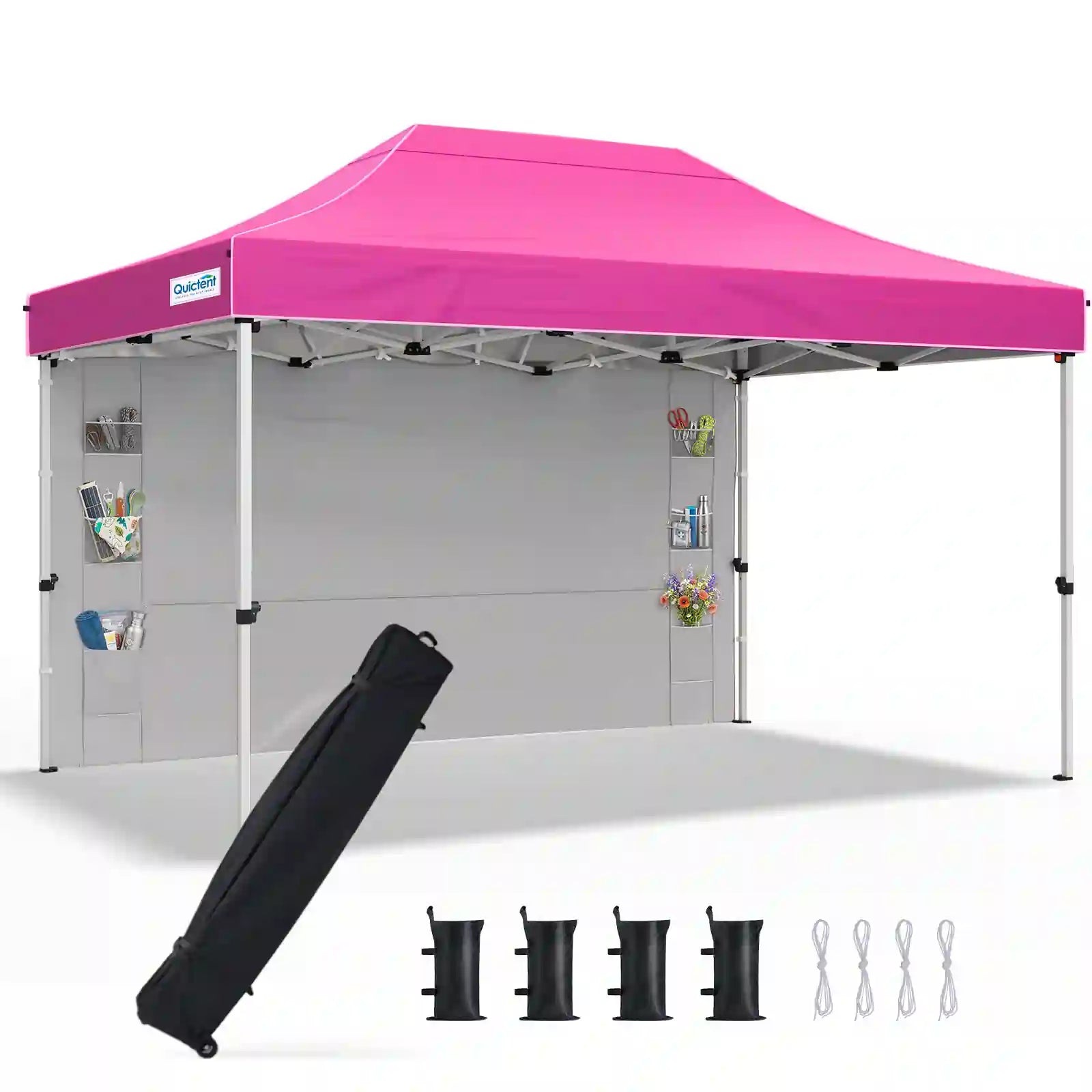 Pink canopy tent#style_10x15 With 1 Sidewall-Pink