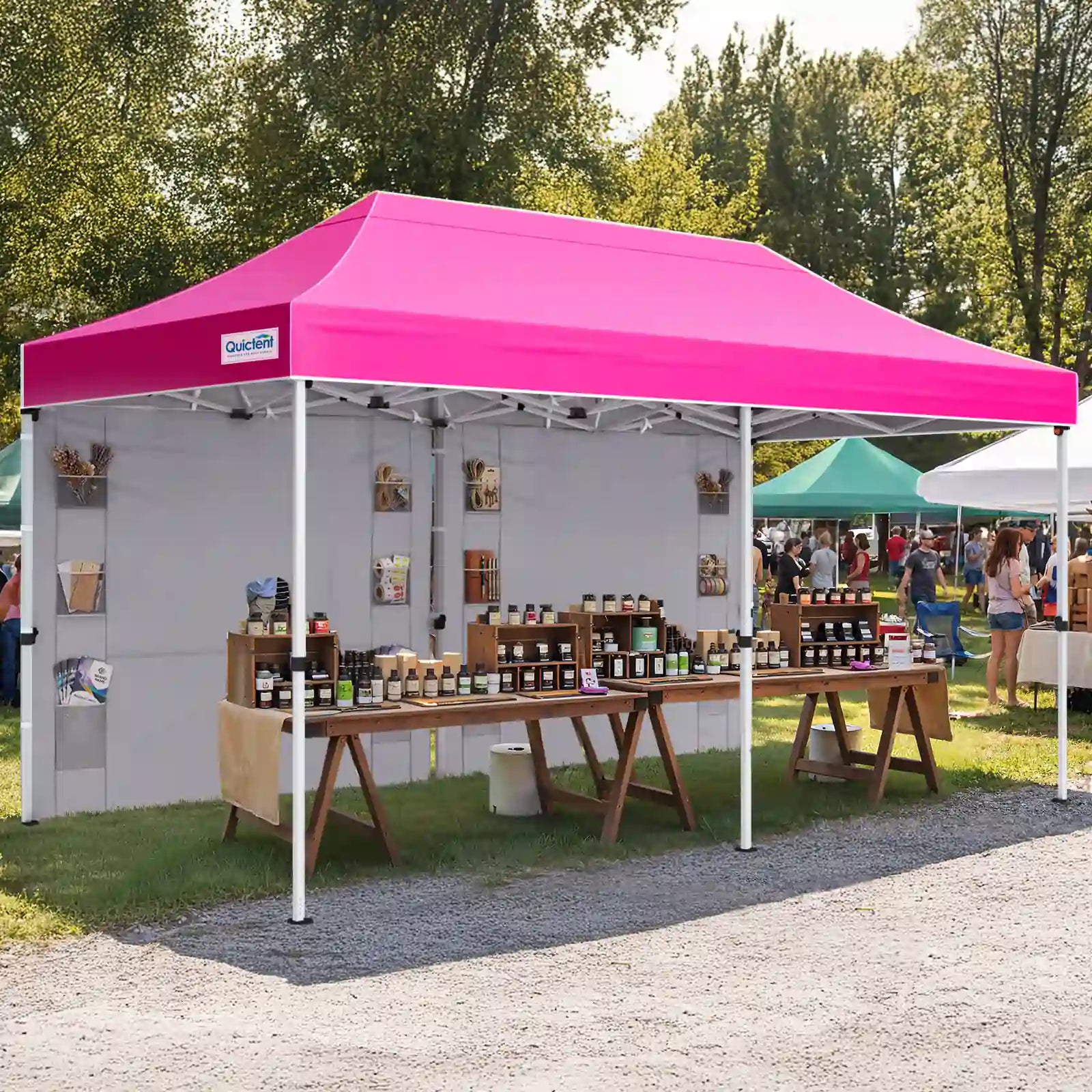 Pink canopy tent#style_10x20 With 1 Sidewall-Pink