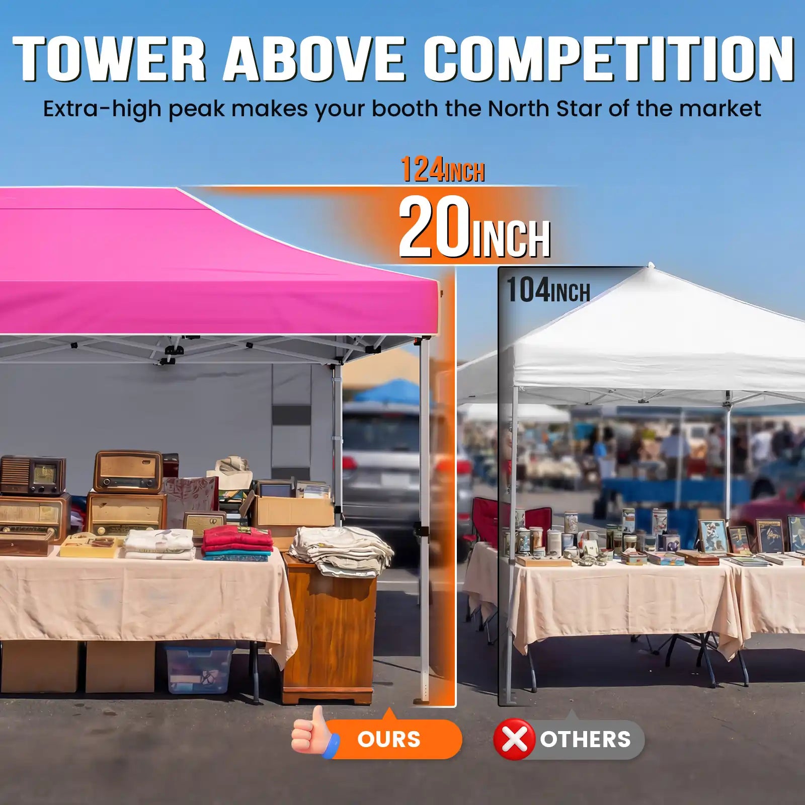 highlighting the 124" height#style_10x20 With 1 Sidewall-Pink