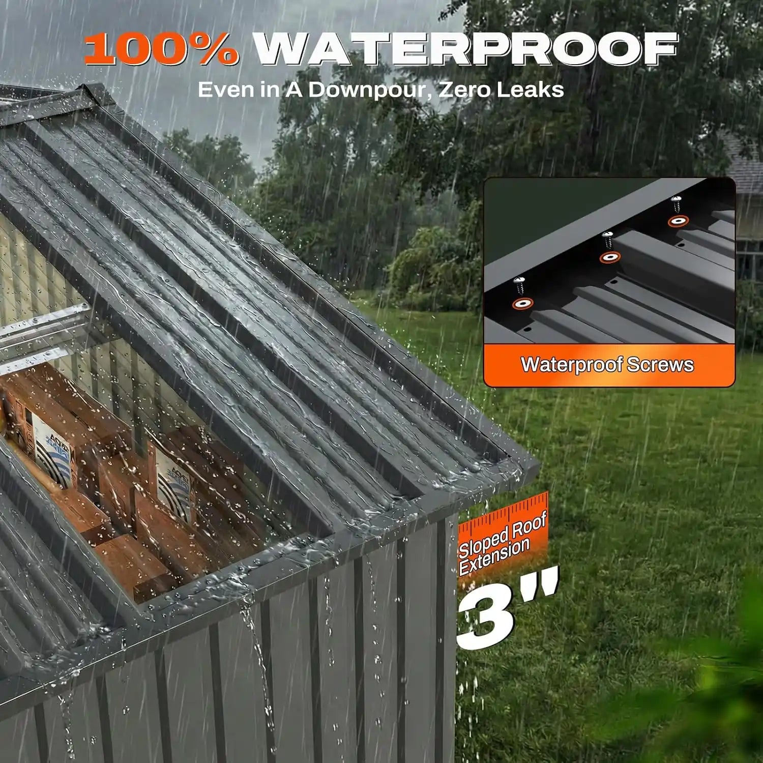 Waterproof Utility Shed for Ride-on Mower#size_10x12FT w/Clear Roof Panel