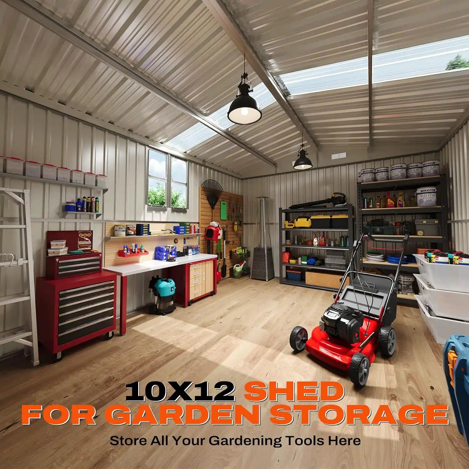 10x12FT Metal Workshop#size_10x12FT w/Clear Roof Panel