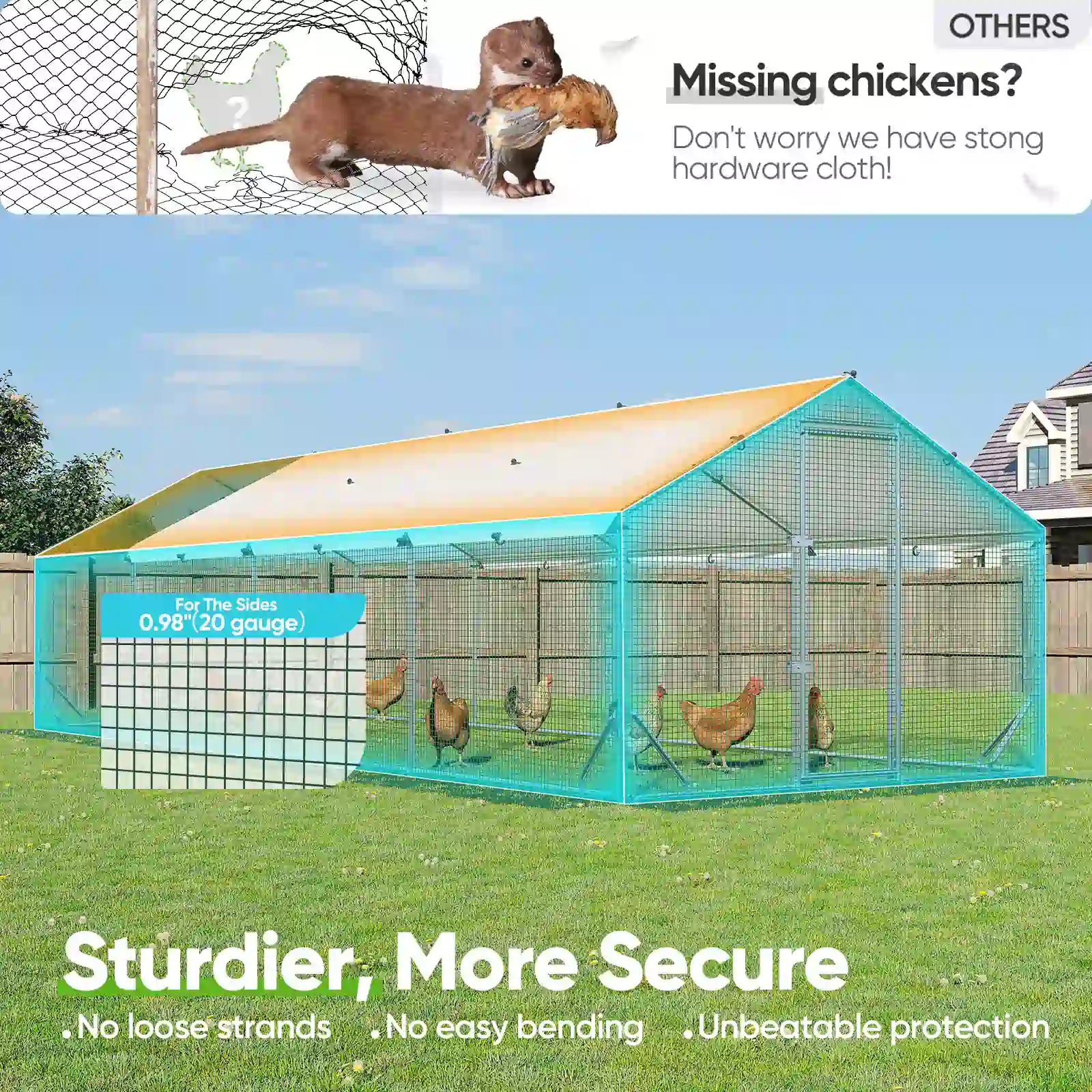 safegaurd for various poultry#size_24x9FT HardwareCloth-No ladder