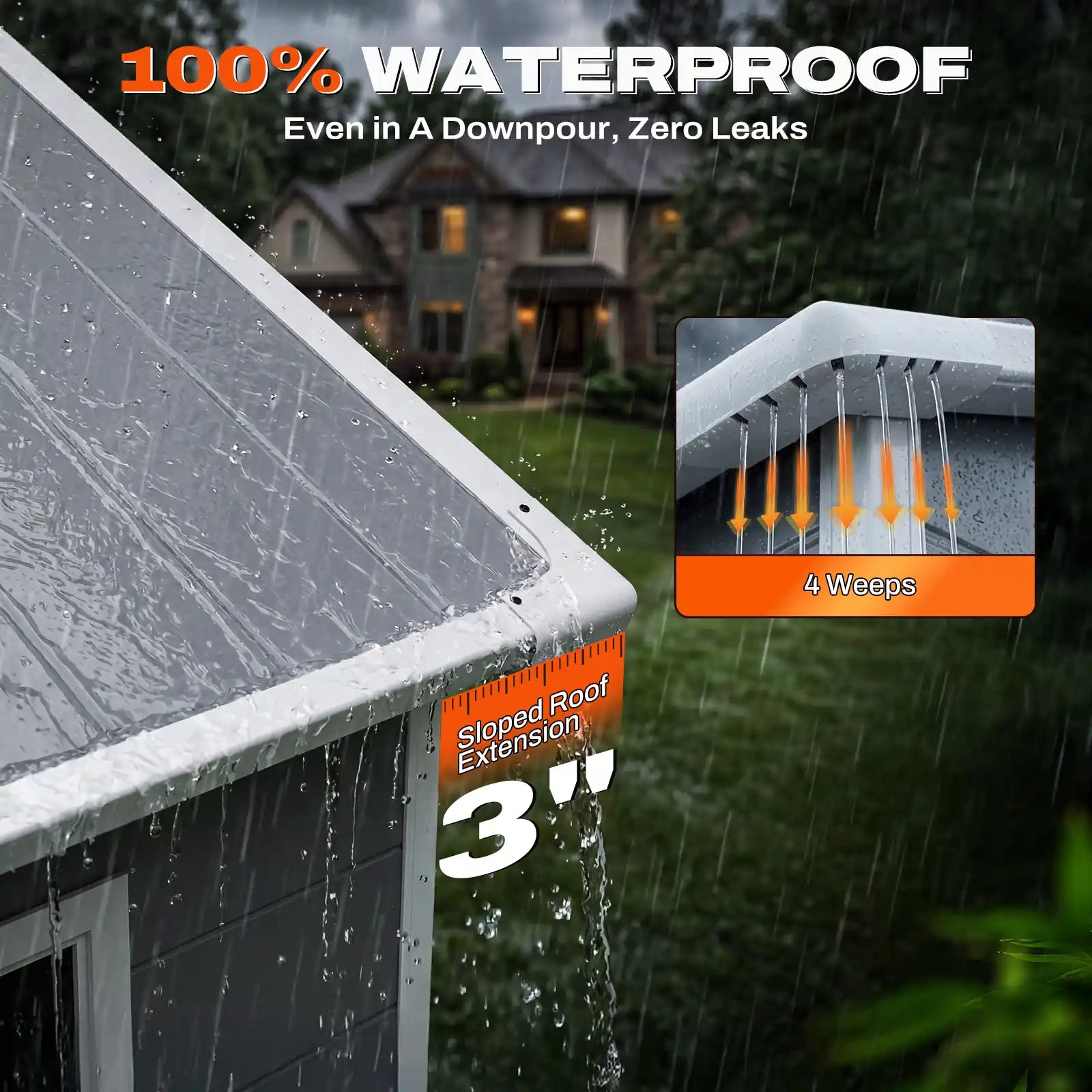 A close-up of a gray sloped roof extension#size_7.2x9.4FT-Light Gray