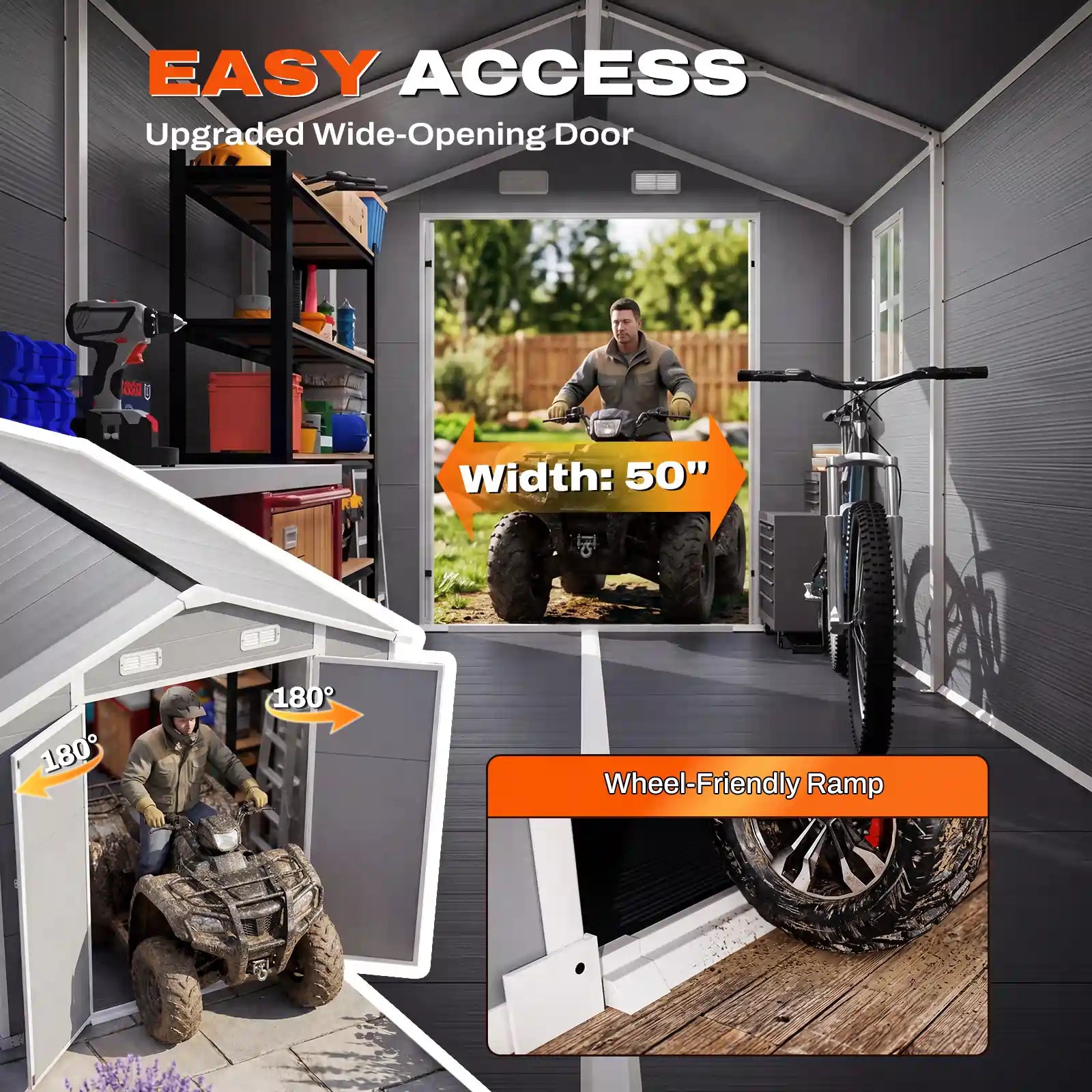 an easy-access garage door with a wide 50-inch opening#size_7.2x9.4FT-Light Gray