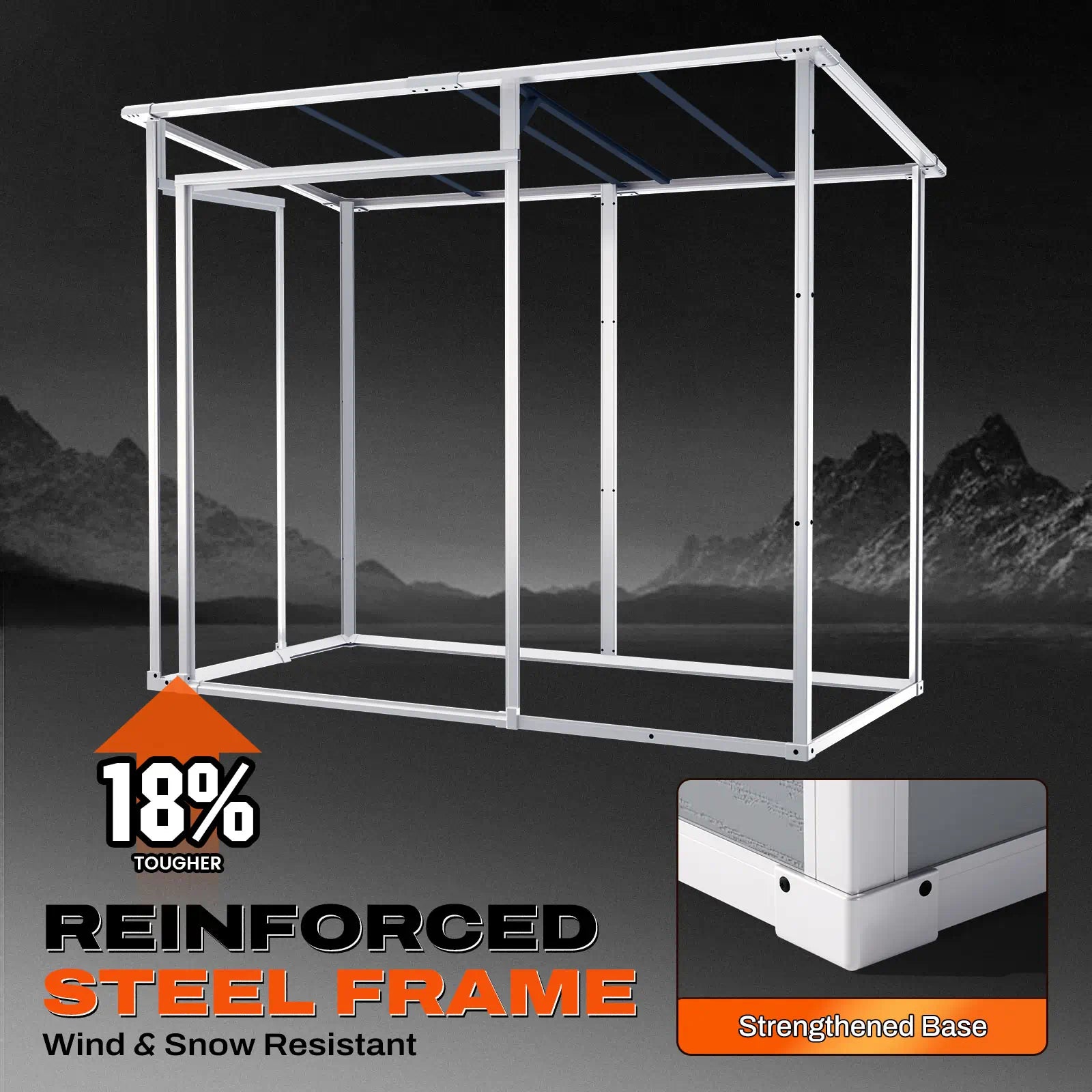 REINFORCED STEEL FRAME for Wind & Snow Resistant#size_7.5x3.7FT-Light Gray