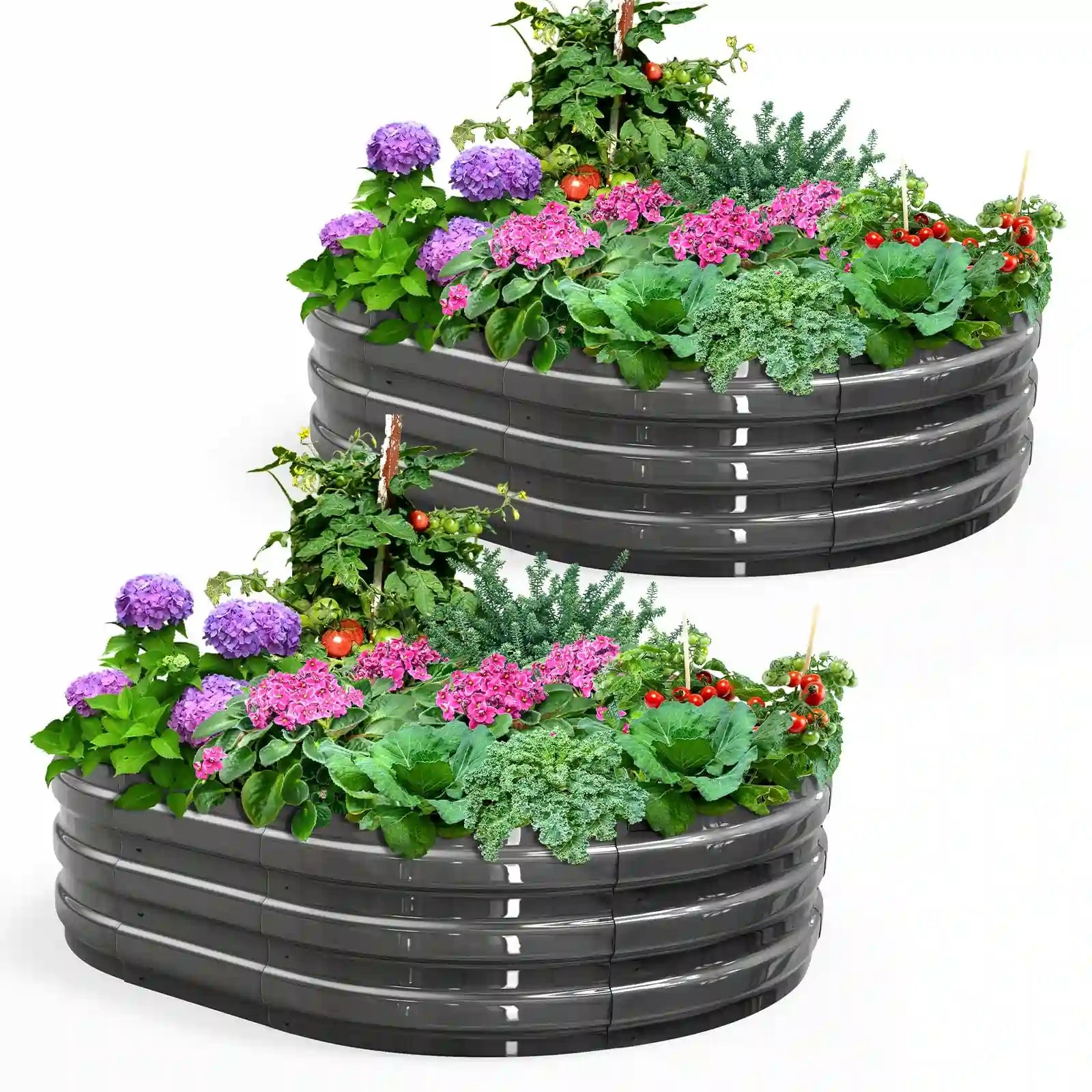 KING BIRD Screwless Dark Grey Raised Garden Bed 4x3x1ft 2pcs#size_4x3x1ft (2pcs)