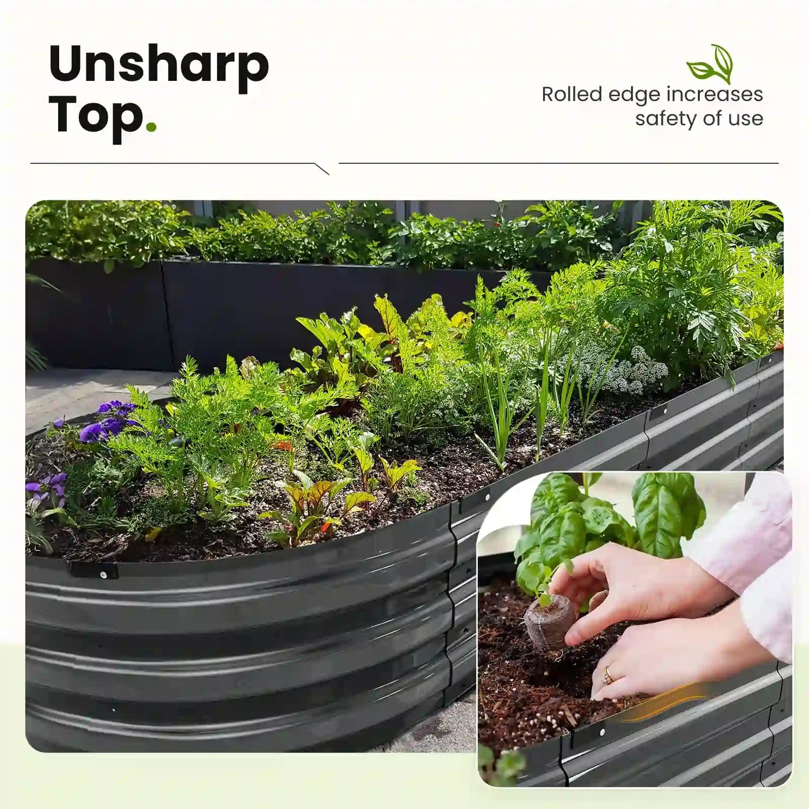 KING BIRD Screwless Dark Grey Raised Garden Bed 6x3x1ft unsharp top#size_6x3x1ft (2pcs)