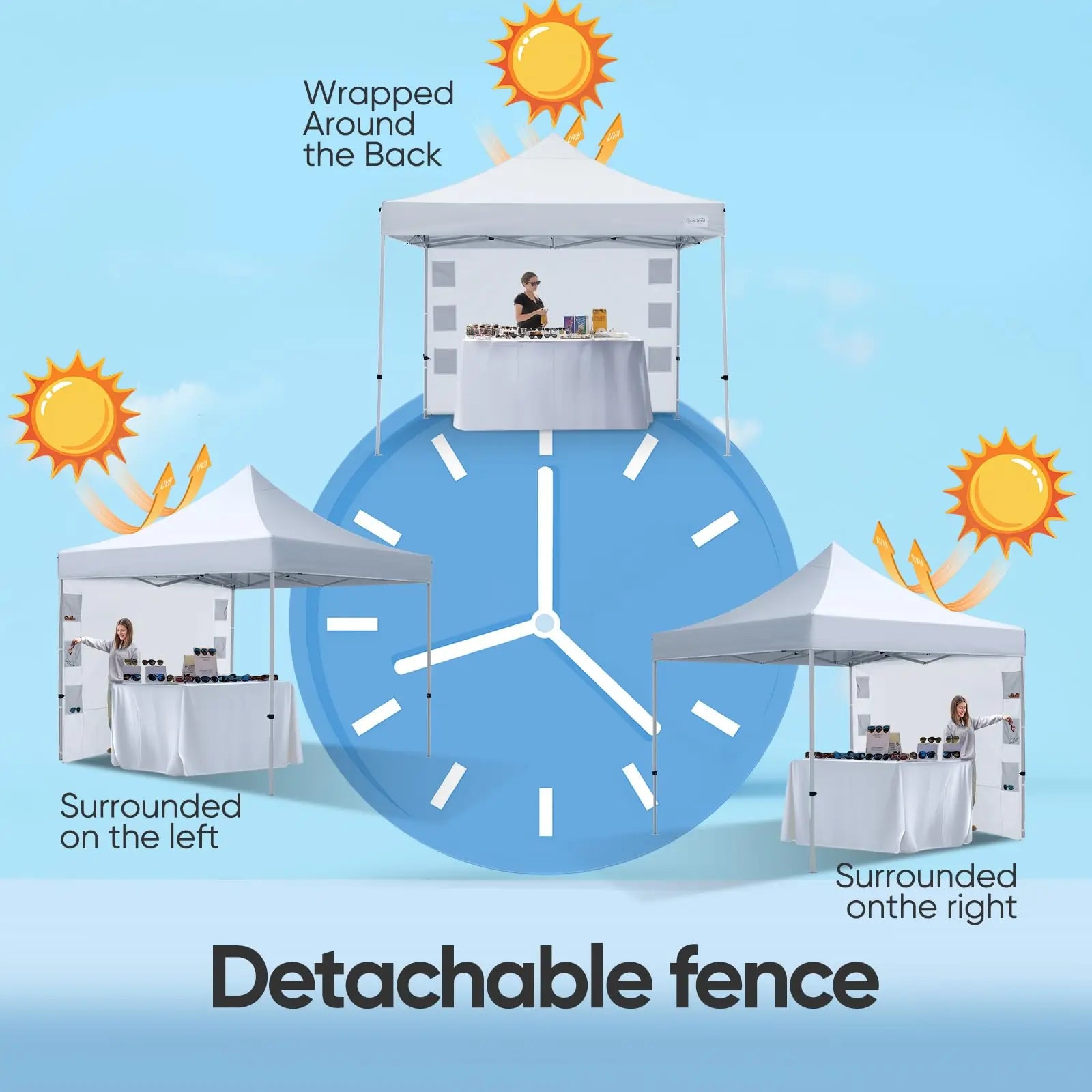 Detachable fence#style_10x10 With 1 Sidewall-White