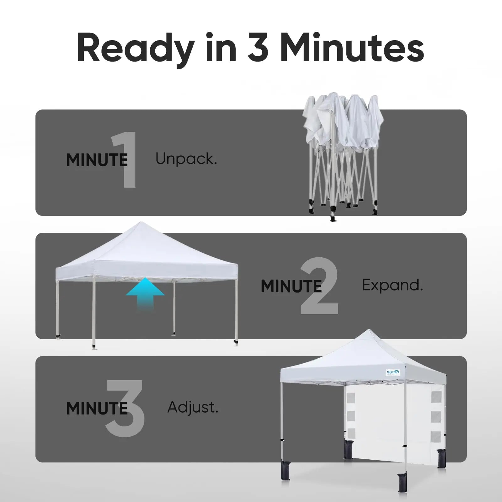 Ready in 3 minutes#style_10x10 With 1 Sidewall-White