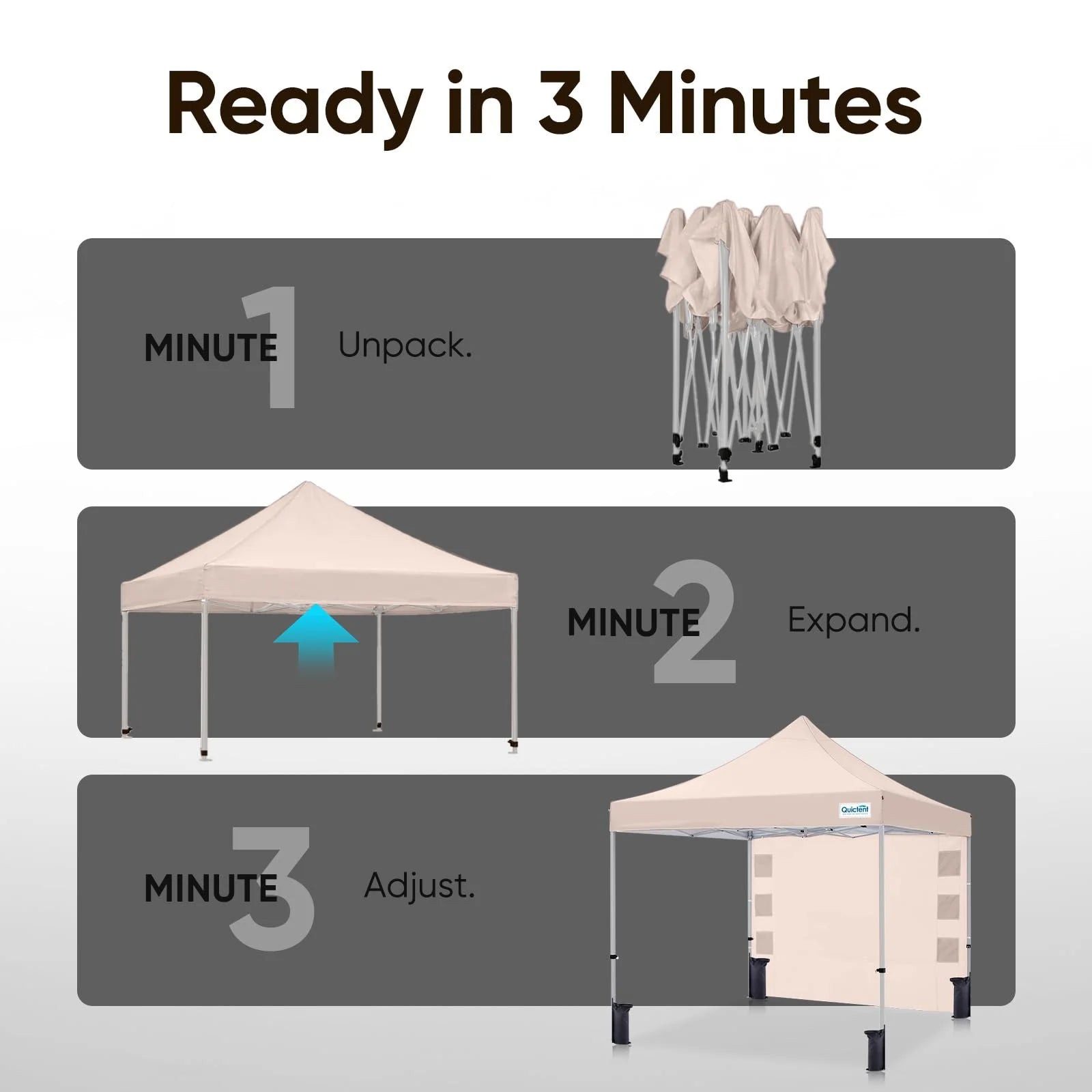 Quick and Easy setup#style_10x10 With 1 Sidewall-Beige