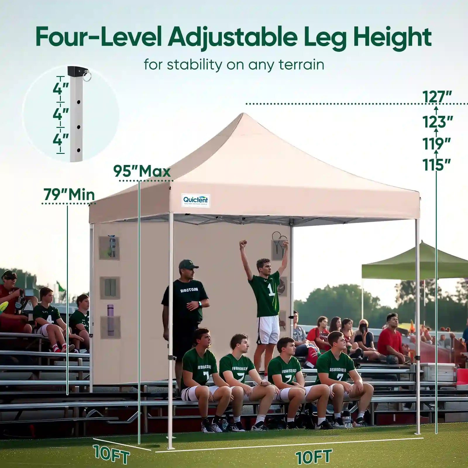 Adjustable in leg height#style_10x10 With 1 Sidewall-Beige