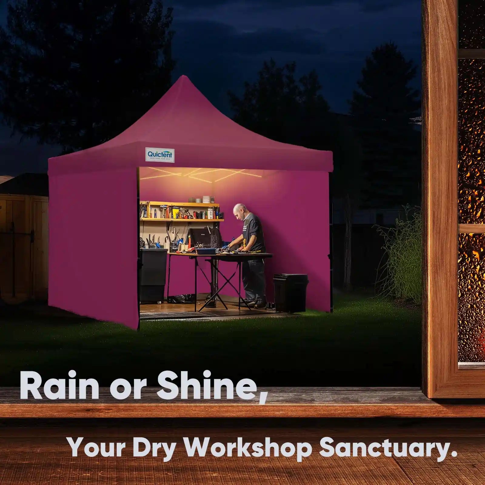 Your Dry Workshop Sanctuary#style_10x10 With 3 Sidewalls-Pink