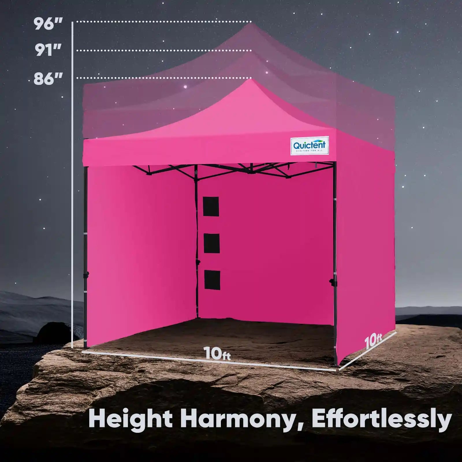 10'x10' Pop Up Canopy Pink with 3 Sidewalls Size#style_10x10 With 3 Sidewalls-Pink