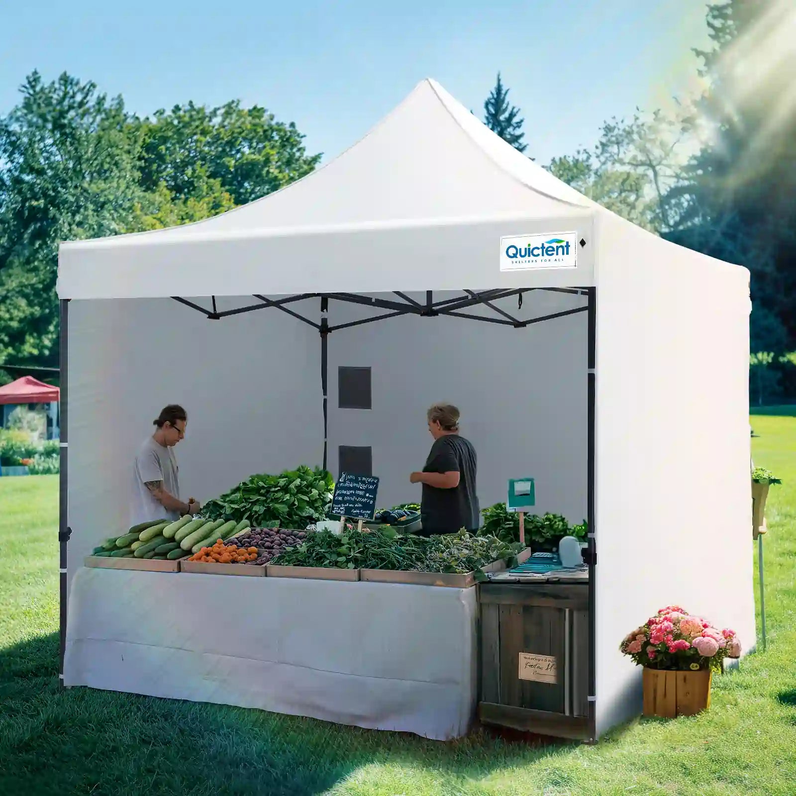 Easy up Outdoor Commercial Pop Up Tent White 3 Sidewalls#style_10x10 With 3 Sidewalls-White