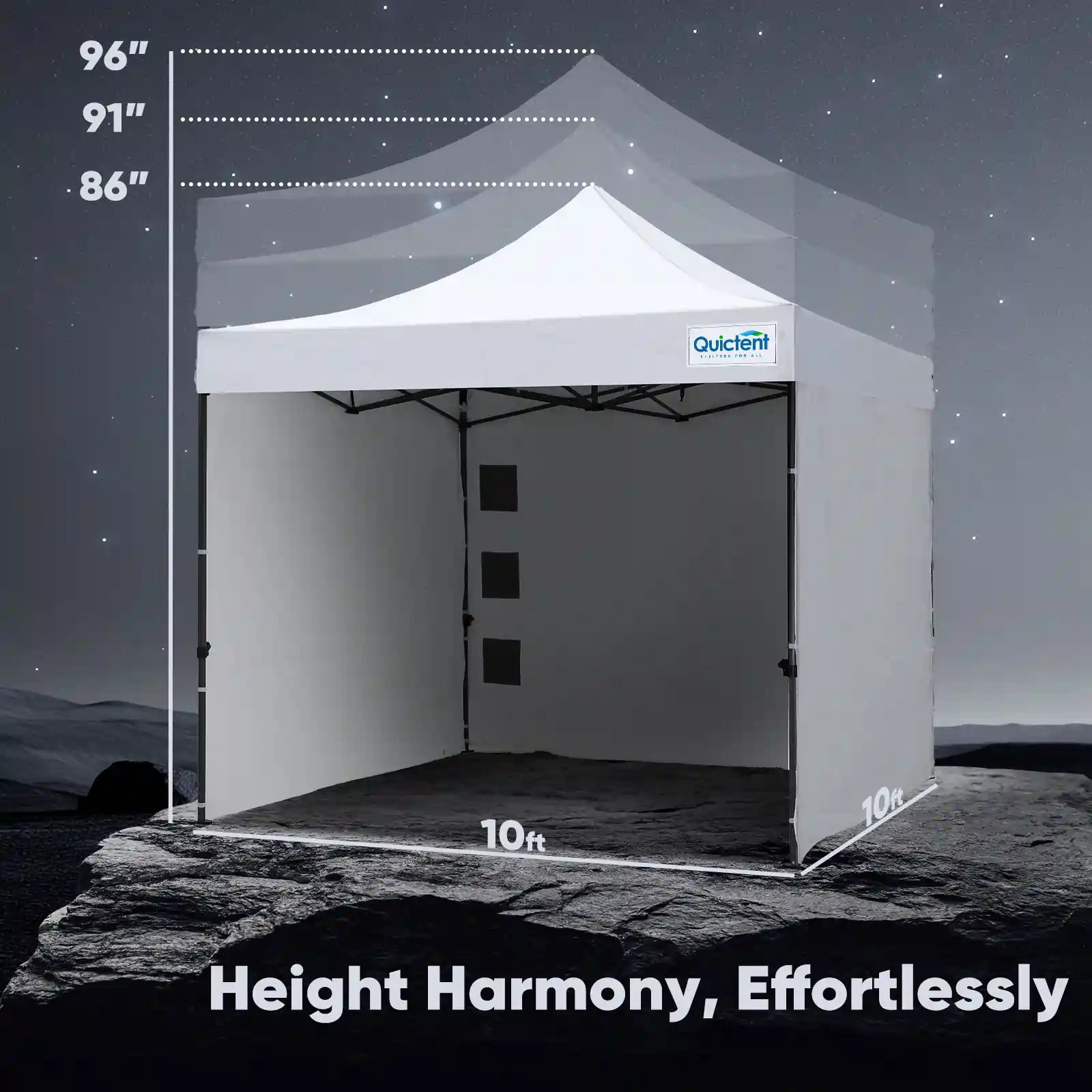 Adjustable in 3 heights#style_10x10 With 3 Sidewalls-White