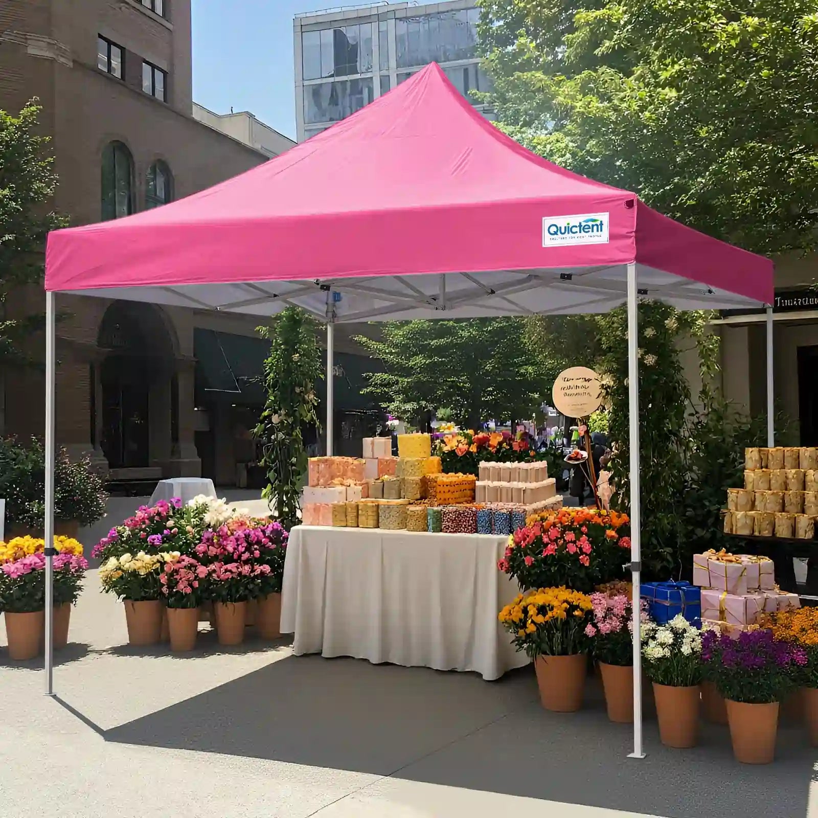 Quictent 10'x10' Commercial Gazebo Pink No Sidewall#style_10x10 No Sidewall-Pink