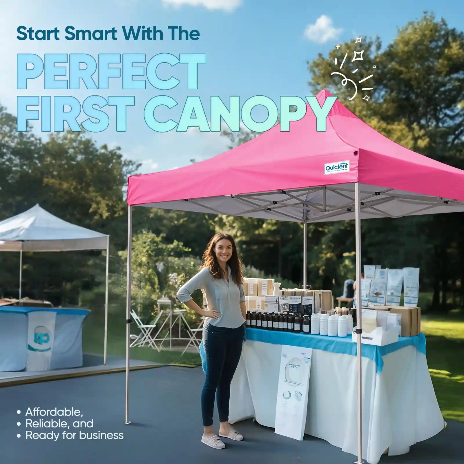 Heavy Duty Pop up Canopy for Outdoor Events, Parties, Markets, Vendors#style_10x10 No Sidewall-Pink