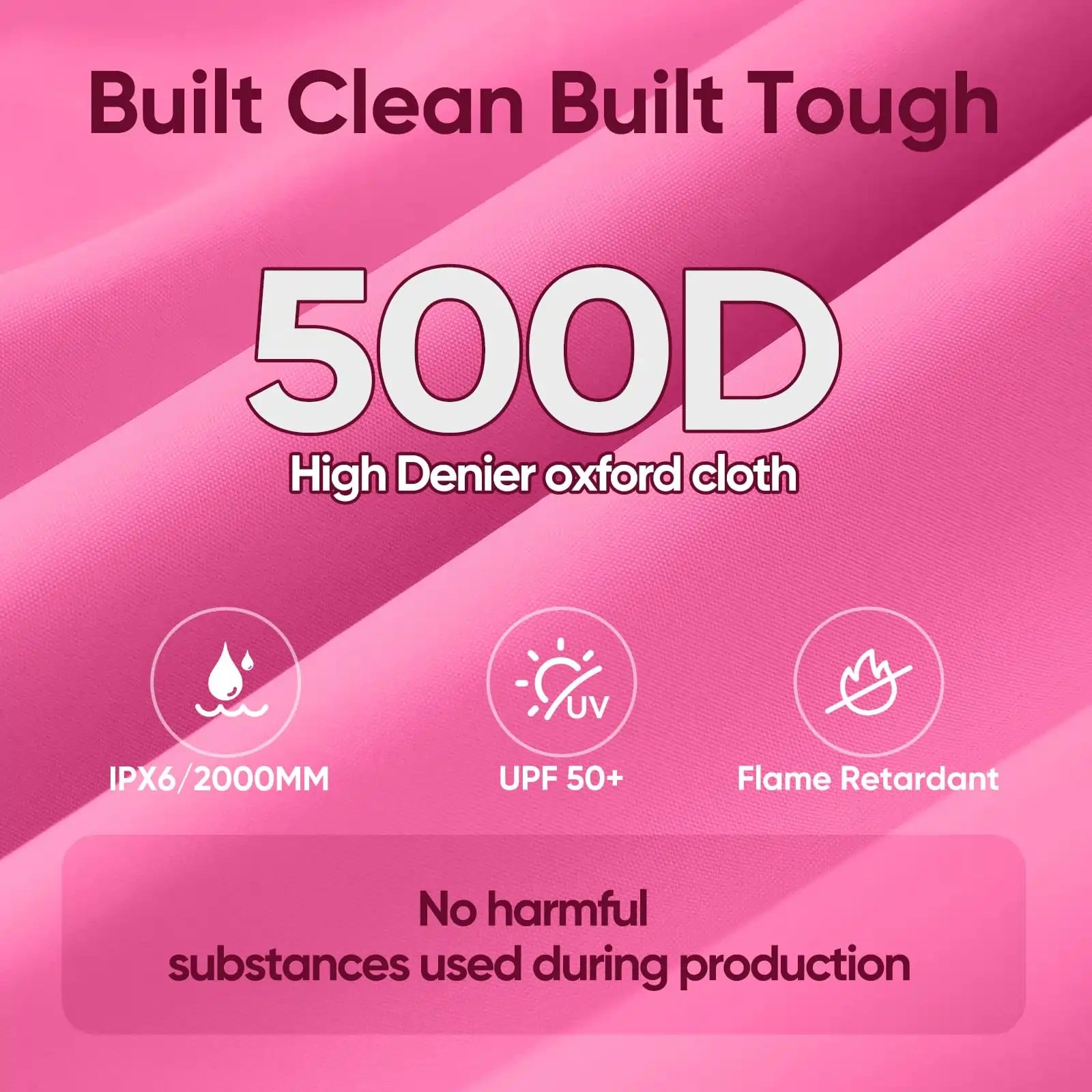 500D waterproof fabric technology#style_10x10 No Sidewall-Pink