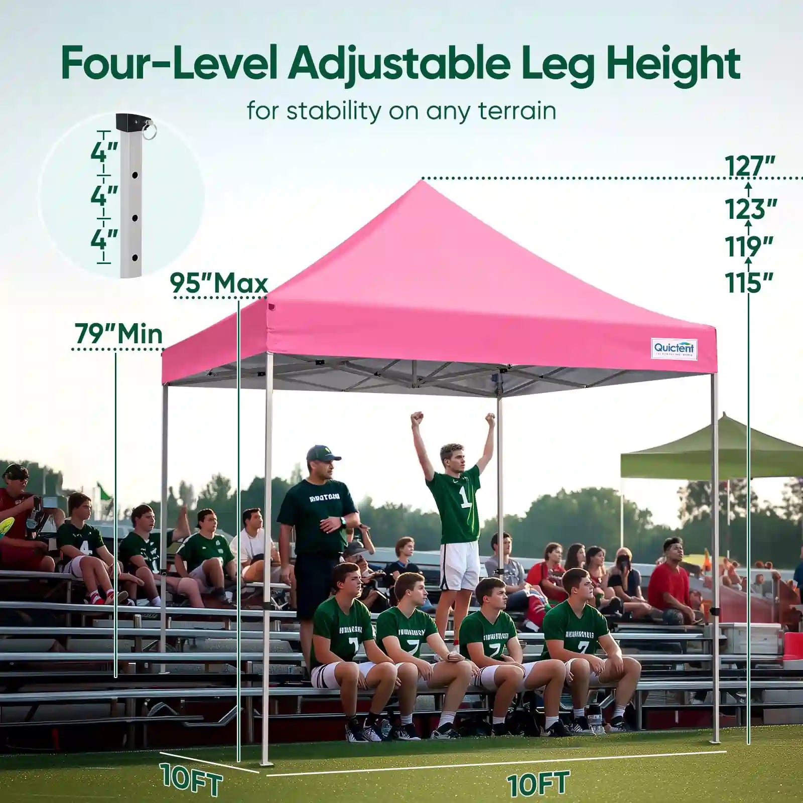 Four-level adjustable leg height#style_10x10 No Sidewall-Pink