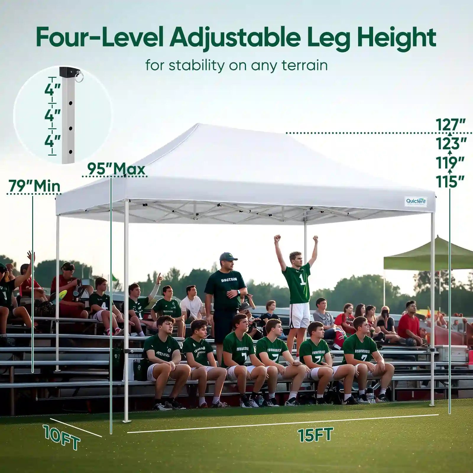 Adjustable in height#style_10x15 No Sidewall-White