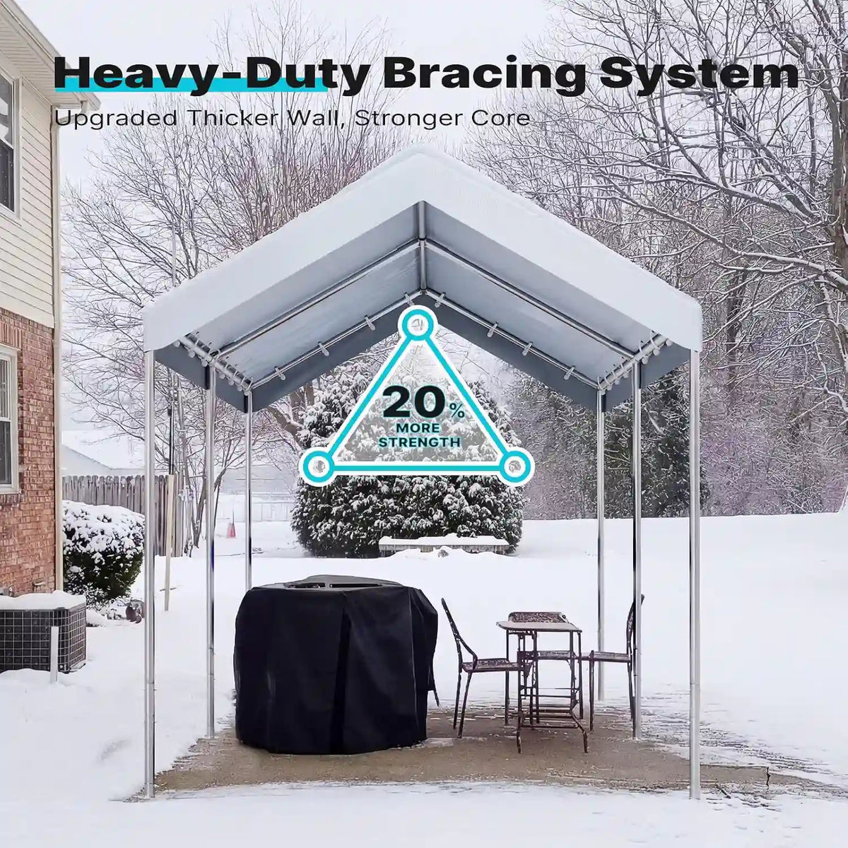 carport shelter consists of 1.5inch diameter galvanized steel poles#style_white-10'x15'