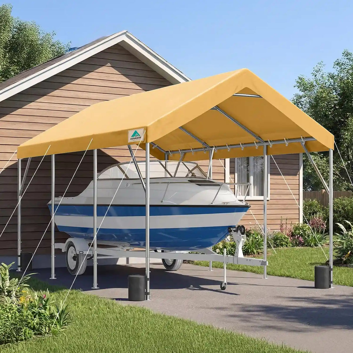 12x20ft Heavy Duty Carport#style_Beige-12'x20'