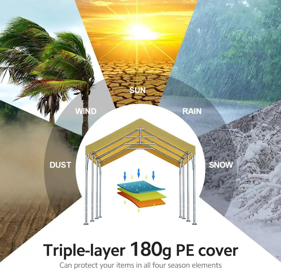 Triple-layer 180g PE cover#color_Beige-12'x20'