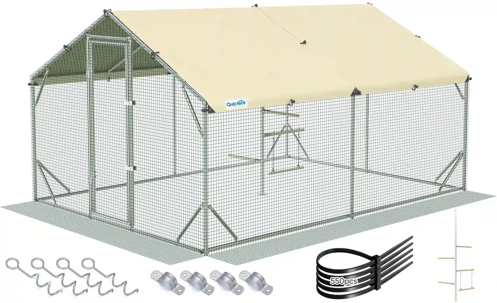 Large outdoor chicken coop run#size_12x9ft w/Extended Wire+Roost Poles