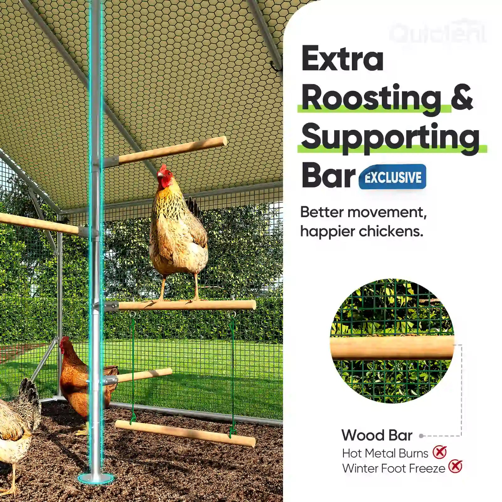 Chicken roosting bar#size_12x9ft w/Extended Wire+Roost Poles
