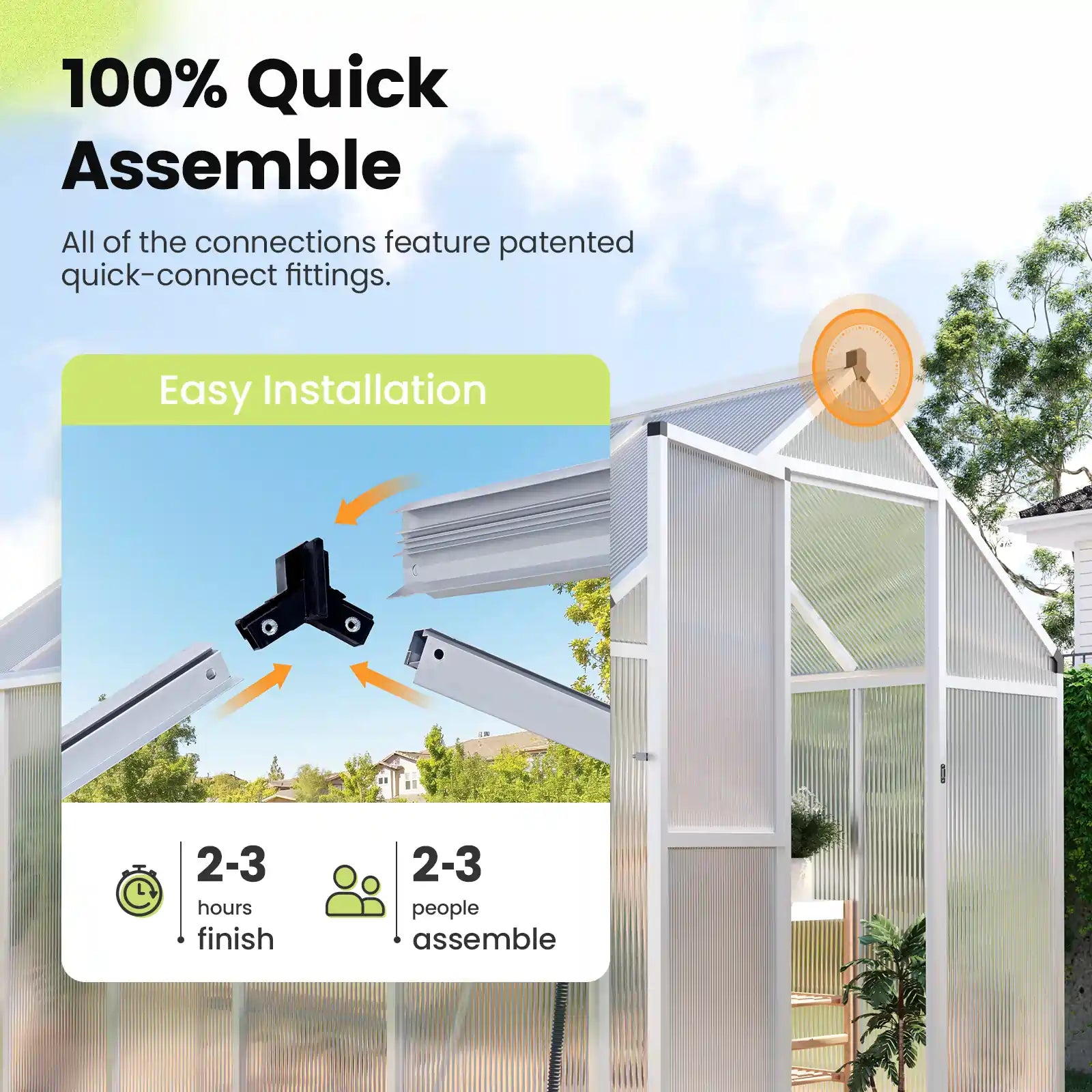 Greenhouse with quick assembly#size_6X10X6ft-Silver