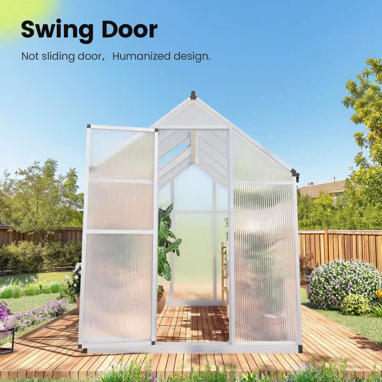 Greenhouse with a swing door#size_6X10X6ft-Silver