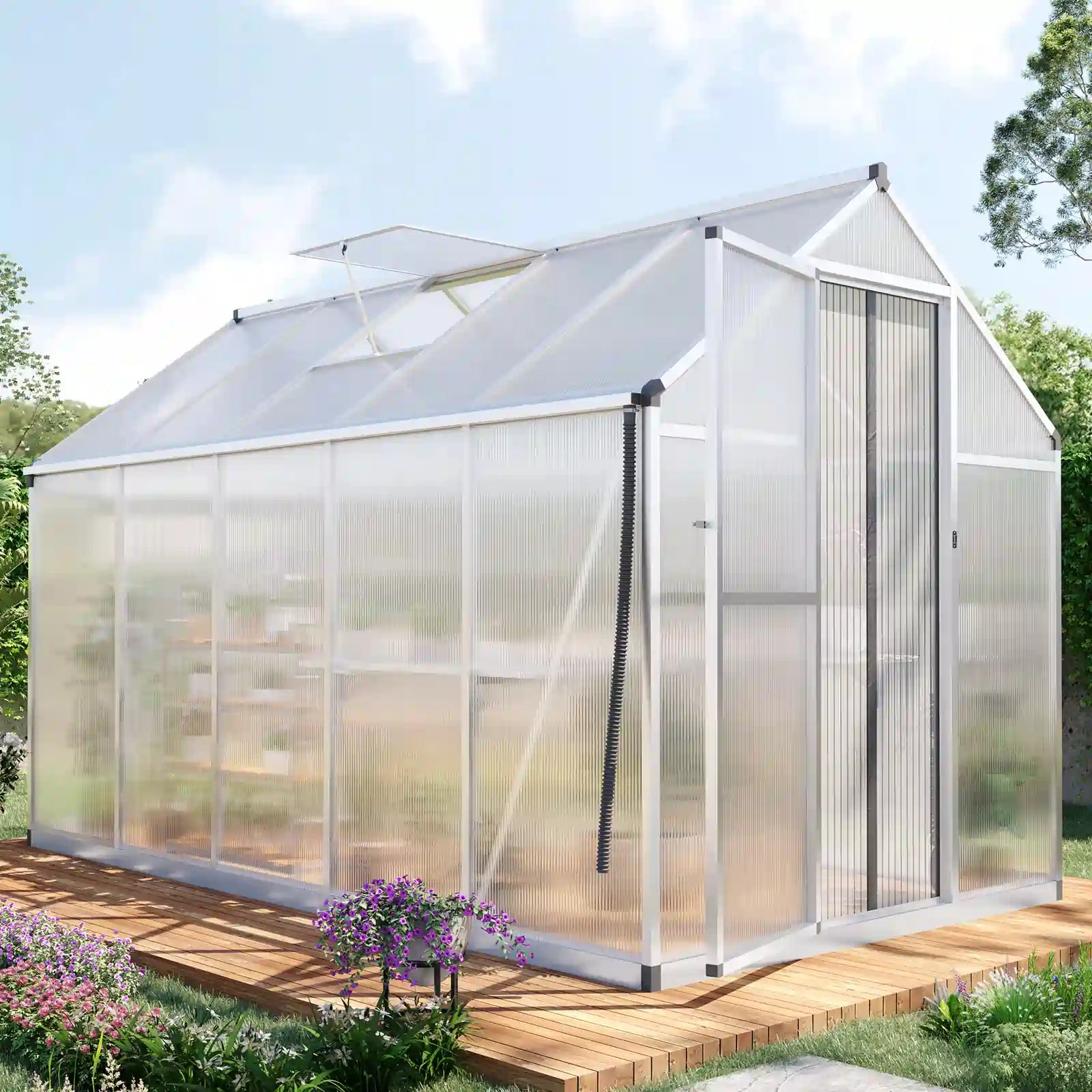 Greenhouse with transparent PC walls#size_6X10X6ft-w/shelf
