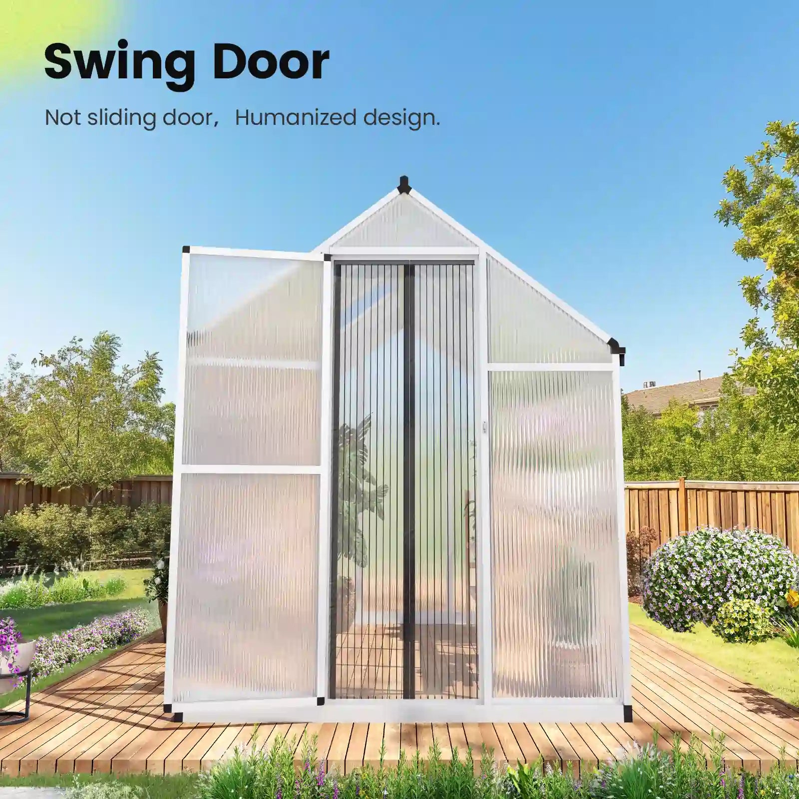 Greenhouse with a swing door#size_6X10X6ft-w/shelf
