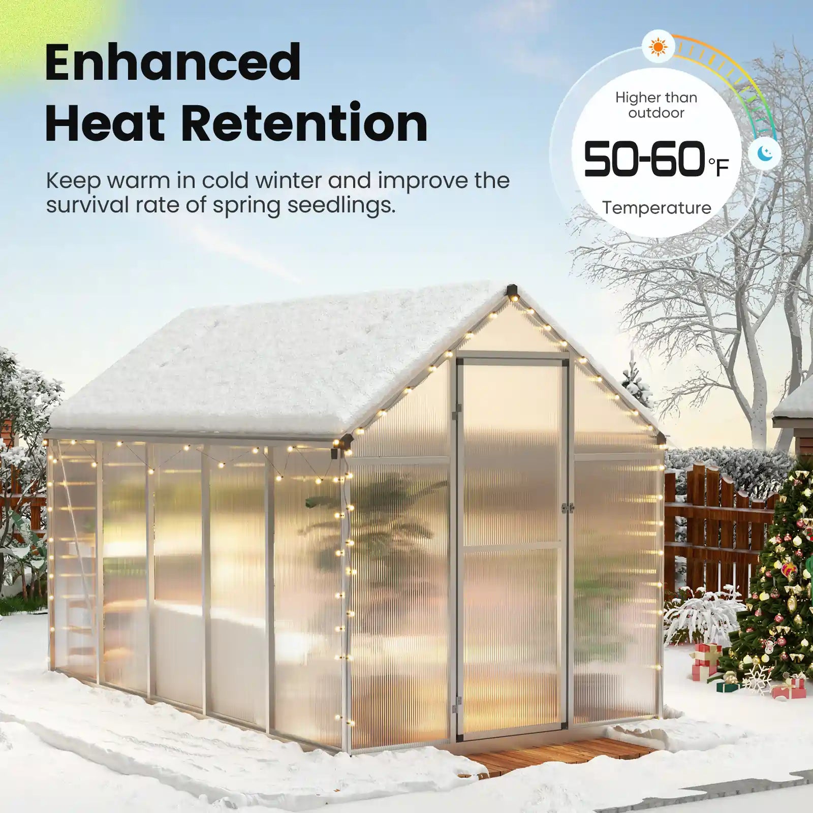 Greenhouse enhanced heat retention#size_6X10X6ft-w/shelf