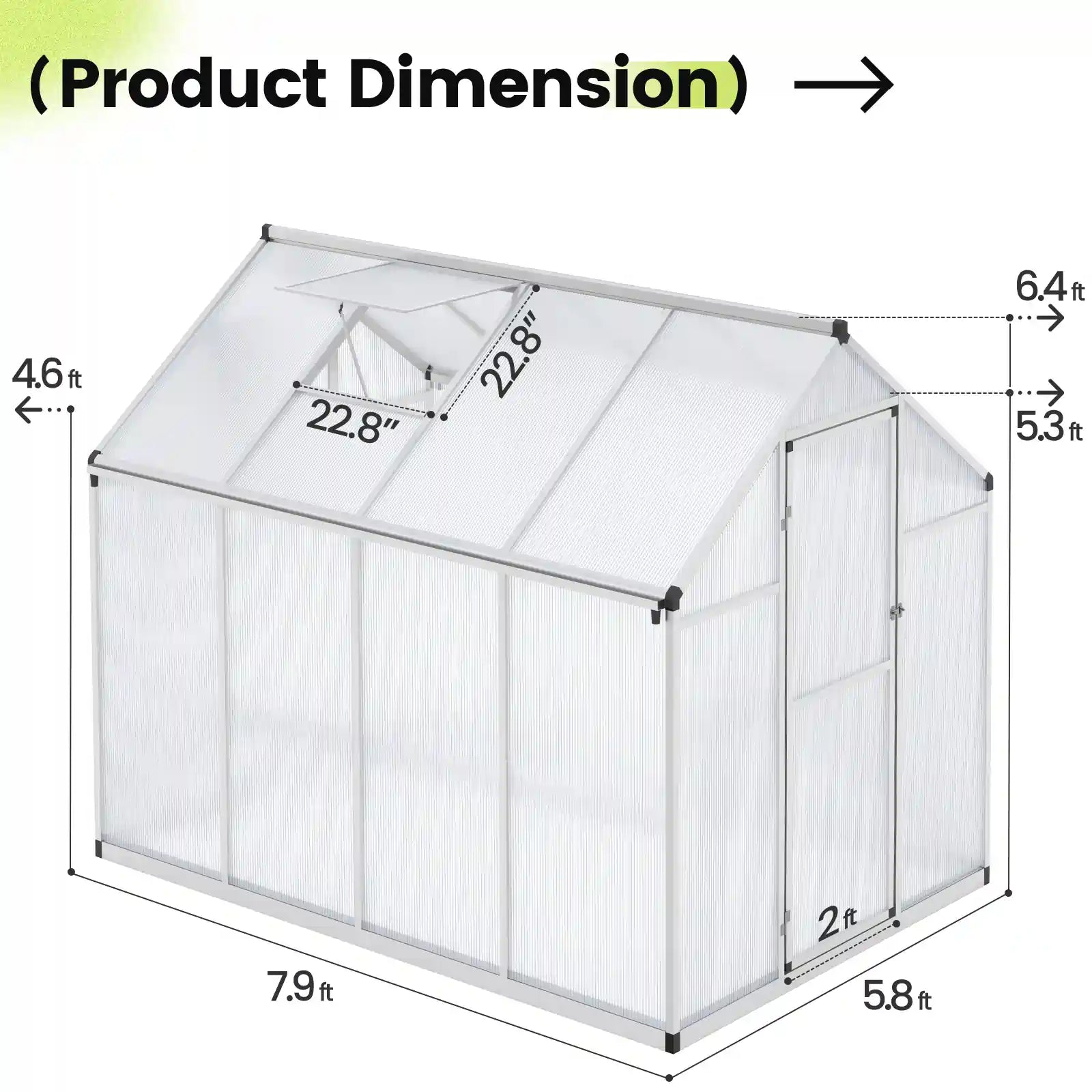 greenhouse dimensions#size_6X8X6ft-w/shelf