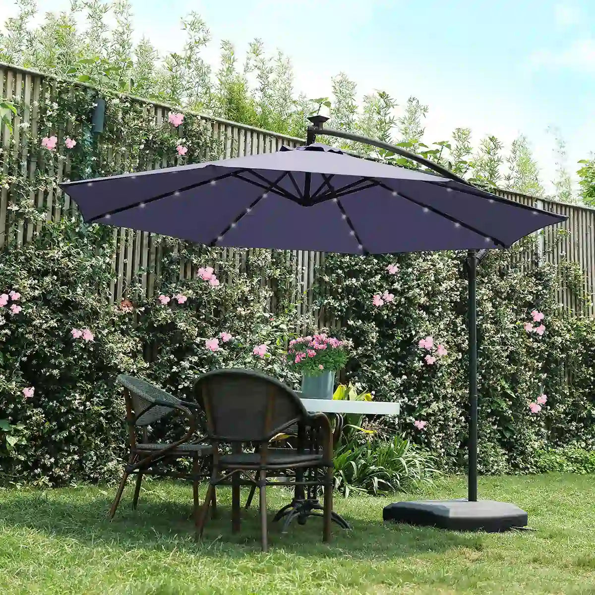 navy blue 10 ft offset umbrella with lights for patio#color_navy blue