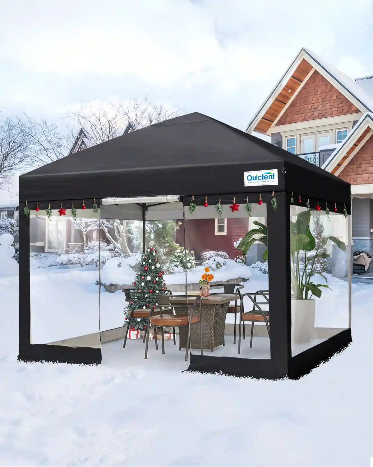Black clear side canopy in the winter outdoors#color_black