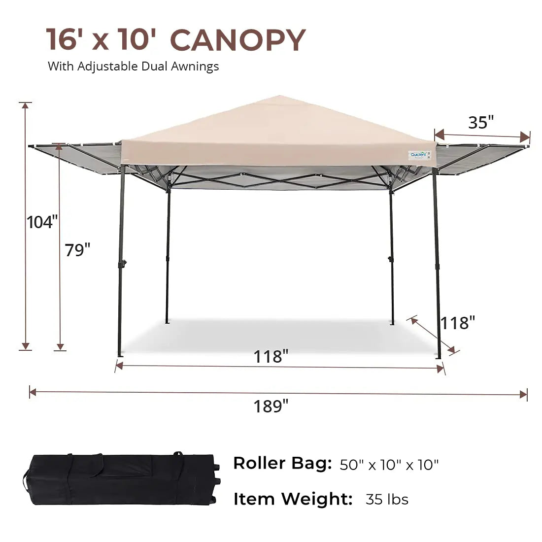 Tan 10x10 pop up awing tent size#color_tan