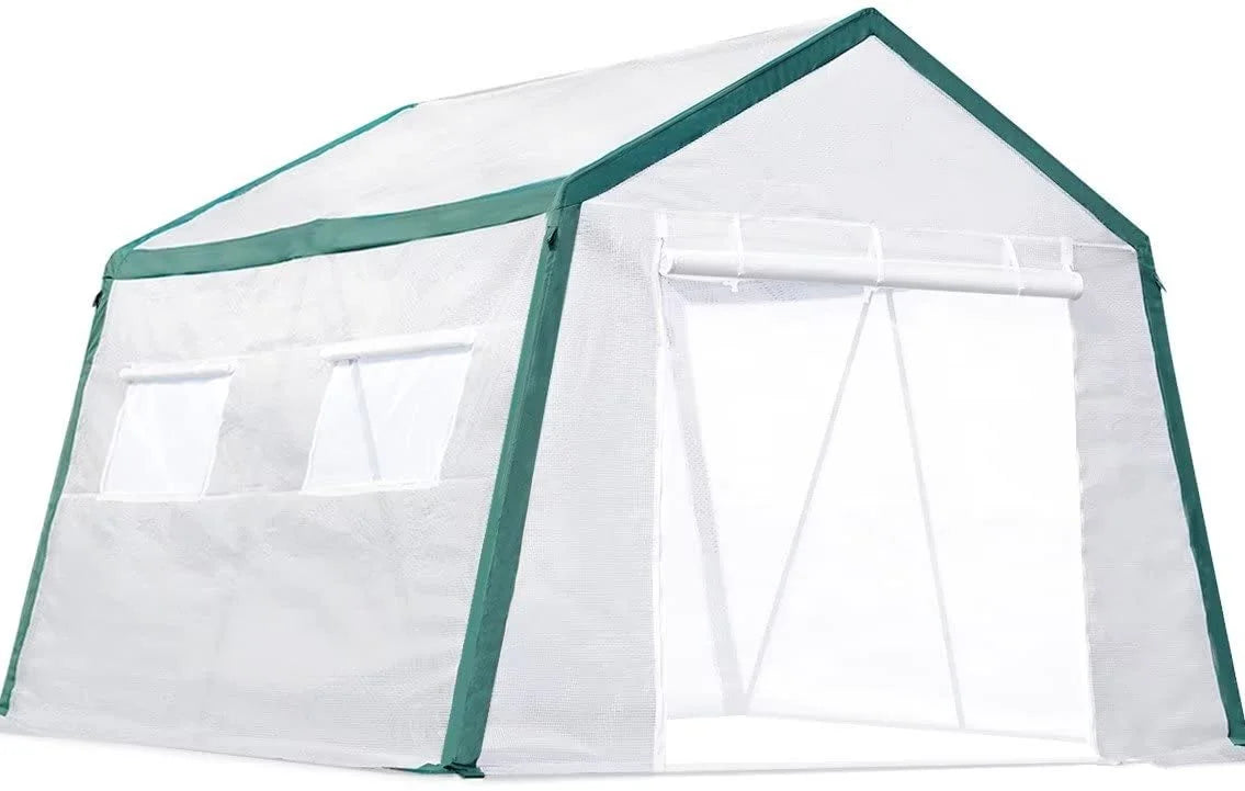 10' x 10' x 8' Large Walk-in Greenhouse - White 