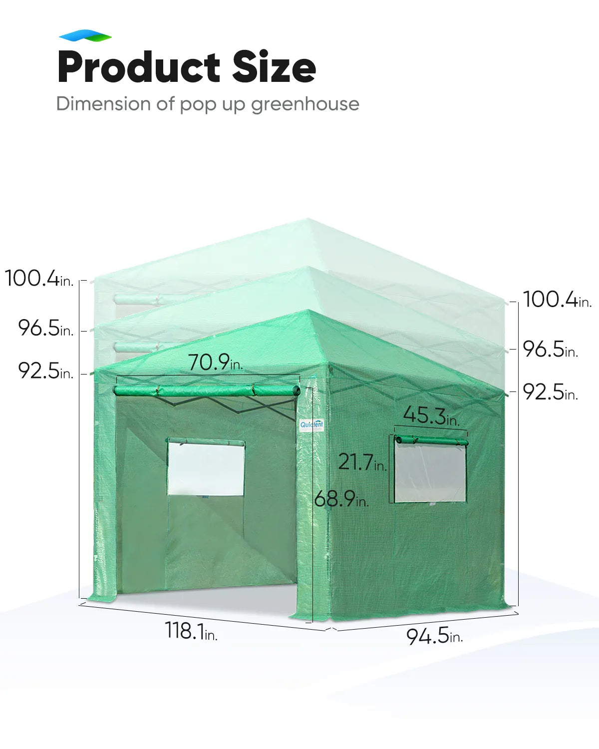 10' x 8' Walk-in Greenhouse Size 