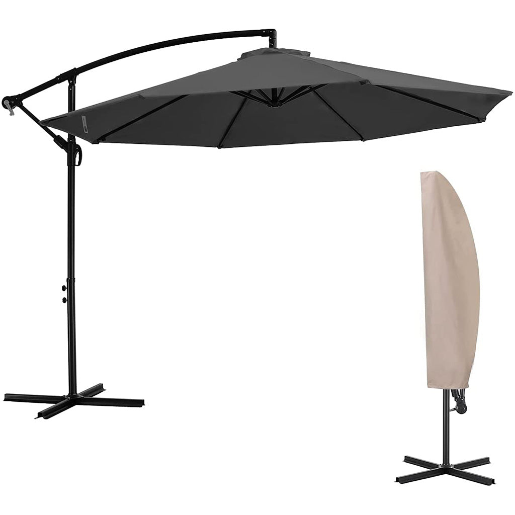 10' Offset Patio Umbrella#color_ribs grey