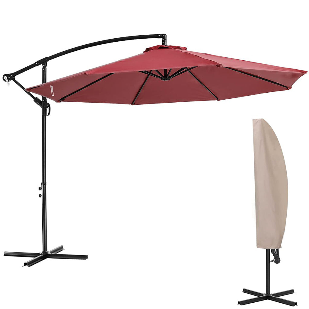 10FT Offset Patio Umbrella#color_wine