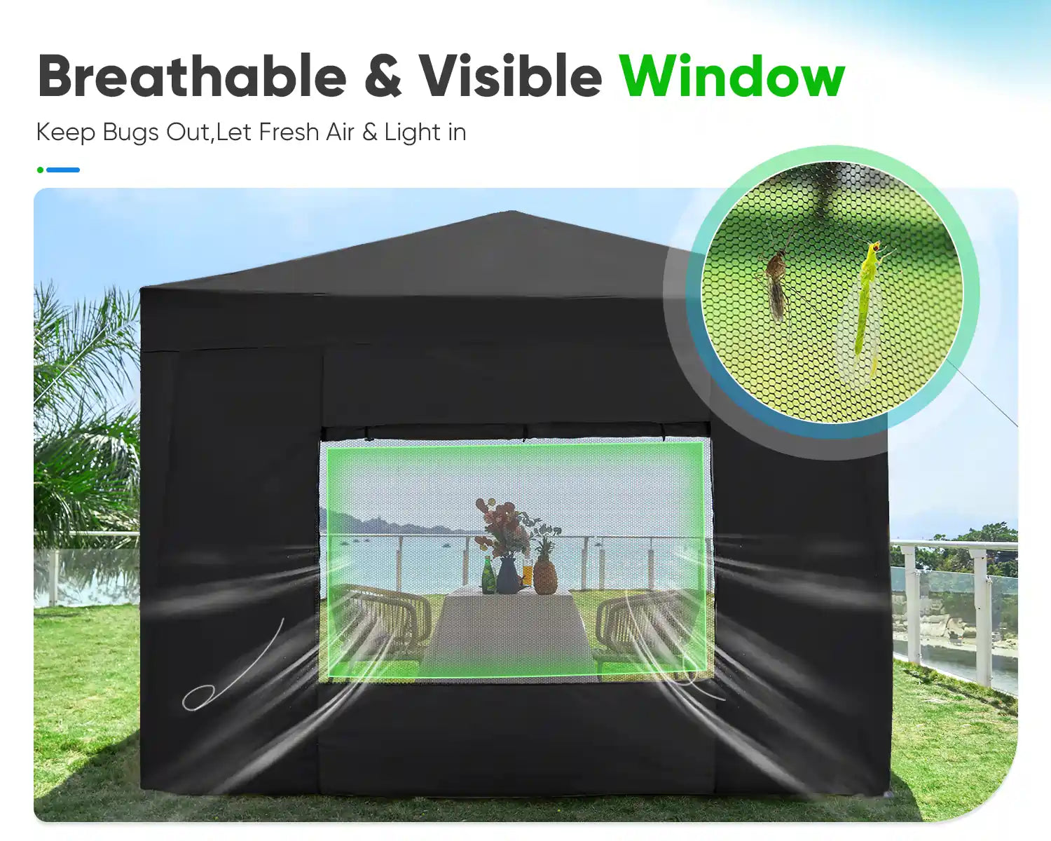 black canopy anti bug window#color_black (Upgraded)