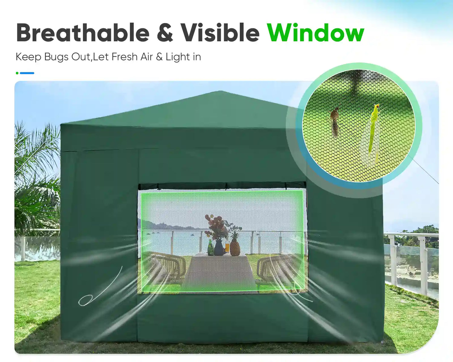 green 10x10 canopy mesh window#color_green