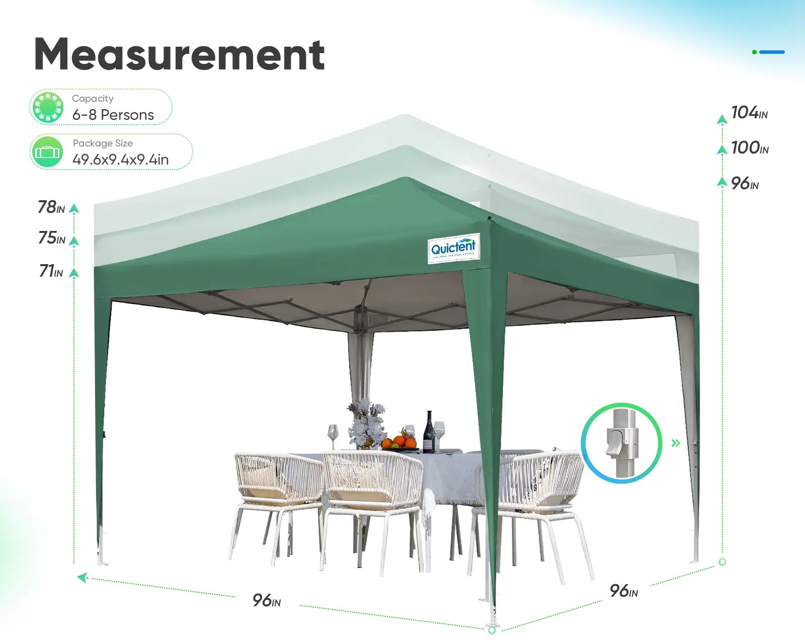 green canopy 3 height options#color_green (Upgraded)
