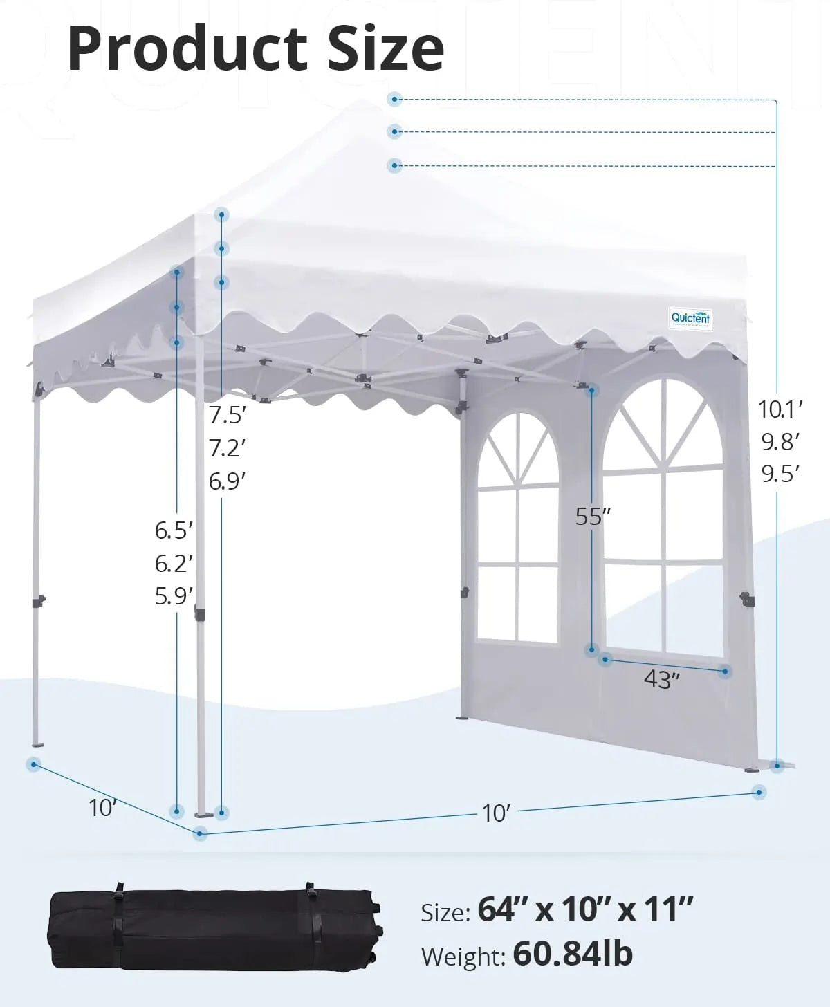 10x10 White Pop Up Tent Size