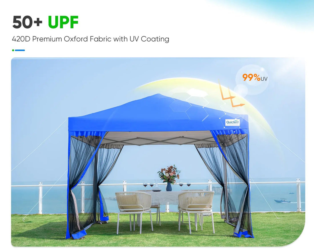 10x10 canopy with netting blue#color_royal blue